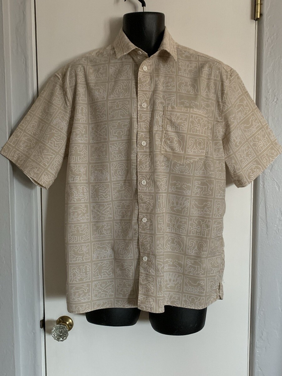 KEITH HARING Button Down Shirt Short Sleeve H&M Mens