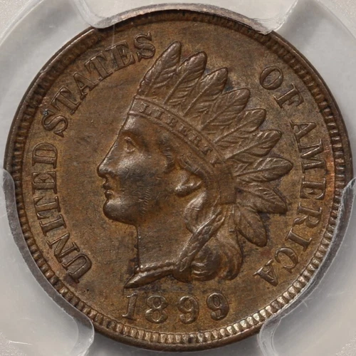1899 Indian Cent PCGS AU-58