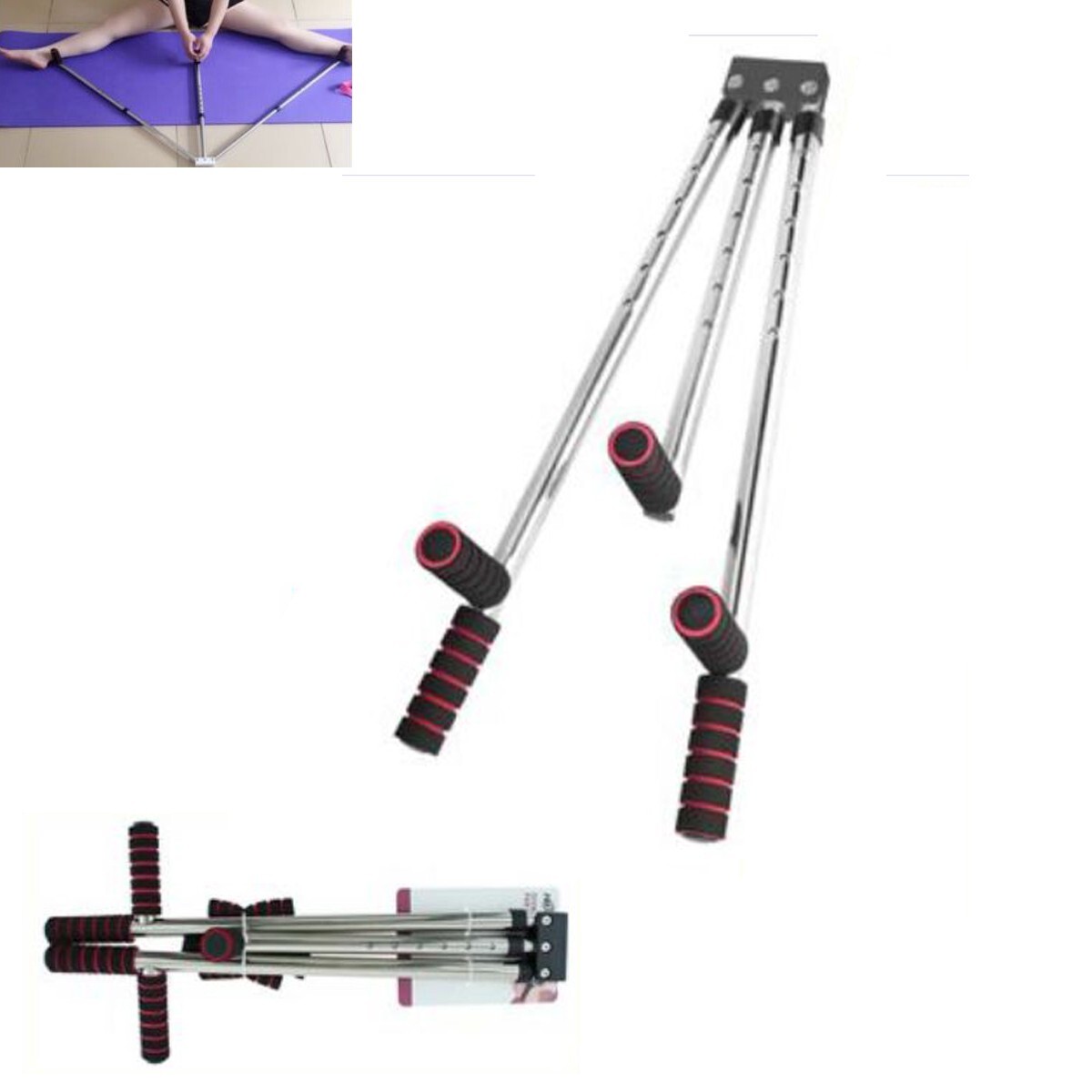 EXTENSOR DE PIERNAS 3 BARRAS TELESCÓPICO DANZA KARATE YOGA FITNESS ESTIRAMIENTO 90240