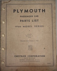 1940 Plymouth Parts List Catalog P 9 and 10 | eBay