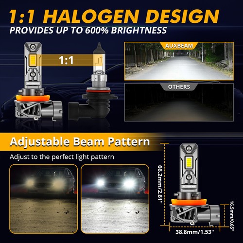 2x AUXBEAM H11 LED Headlight Canbus Bulbs Low Beam 28000LM 6500K White Plug&Play - Picture 5 of 12
