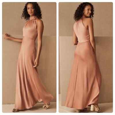 esme satin charmeuse dress Sachin + Babi Esme Gown Satin Charmeuse Pink Halter Maxi Size 2