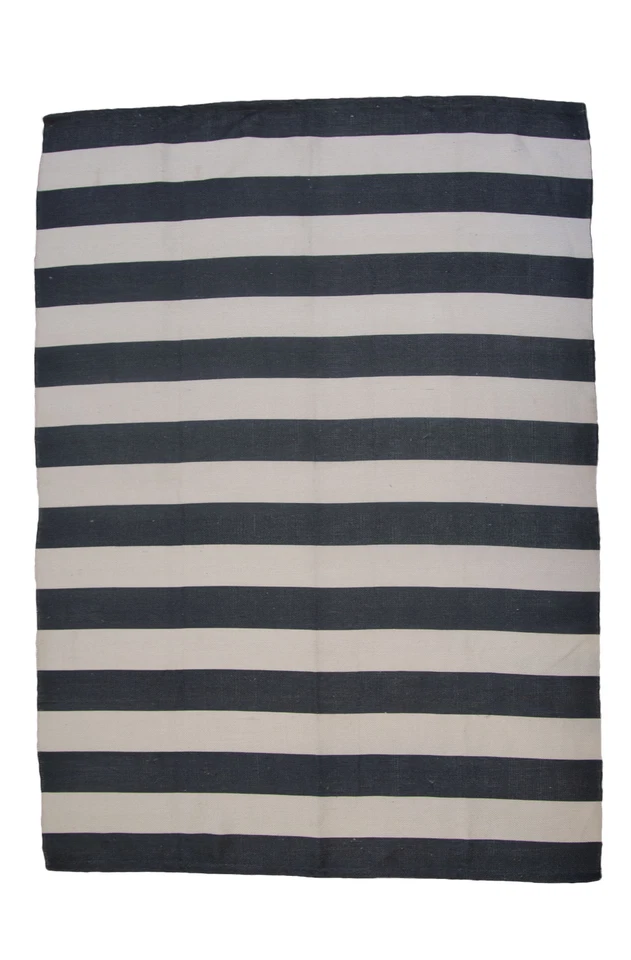 Au Maison Exterior Alfombra Rayas Negro Blanco 140x200 Pet Plástico Lavable - Imagen 1 de 1