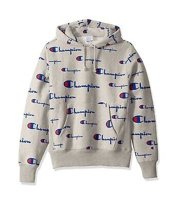Champion REVERSE WEAVE ALL OVER PRINT Oxford Grey Pullover Men's Hoodie |  eBay