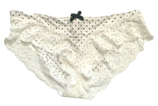 Victorias Secret White Dot Hipster Panty Size S Silky Lace Trim Body by Victoria