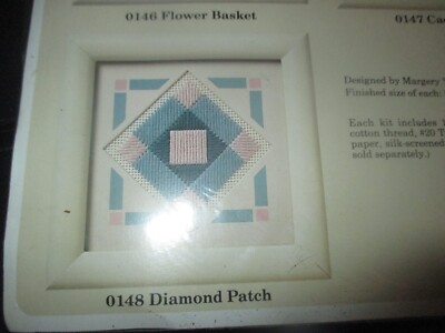 THE CREATIVE CIRCLE Vintage DIAMOND PATCH w/MAT Needlepoint KIT - 1980's