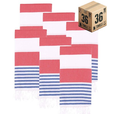 Turkish Beach Towel Bulk Case of 36 (38'' x 71'')  Oversized, Quick-Dry, Sand-Free
