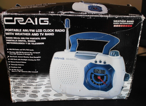 Craig Portable AM/FM LCD Clock Radio W/ Weather & TV Band CS2600 - NEW ...