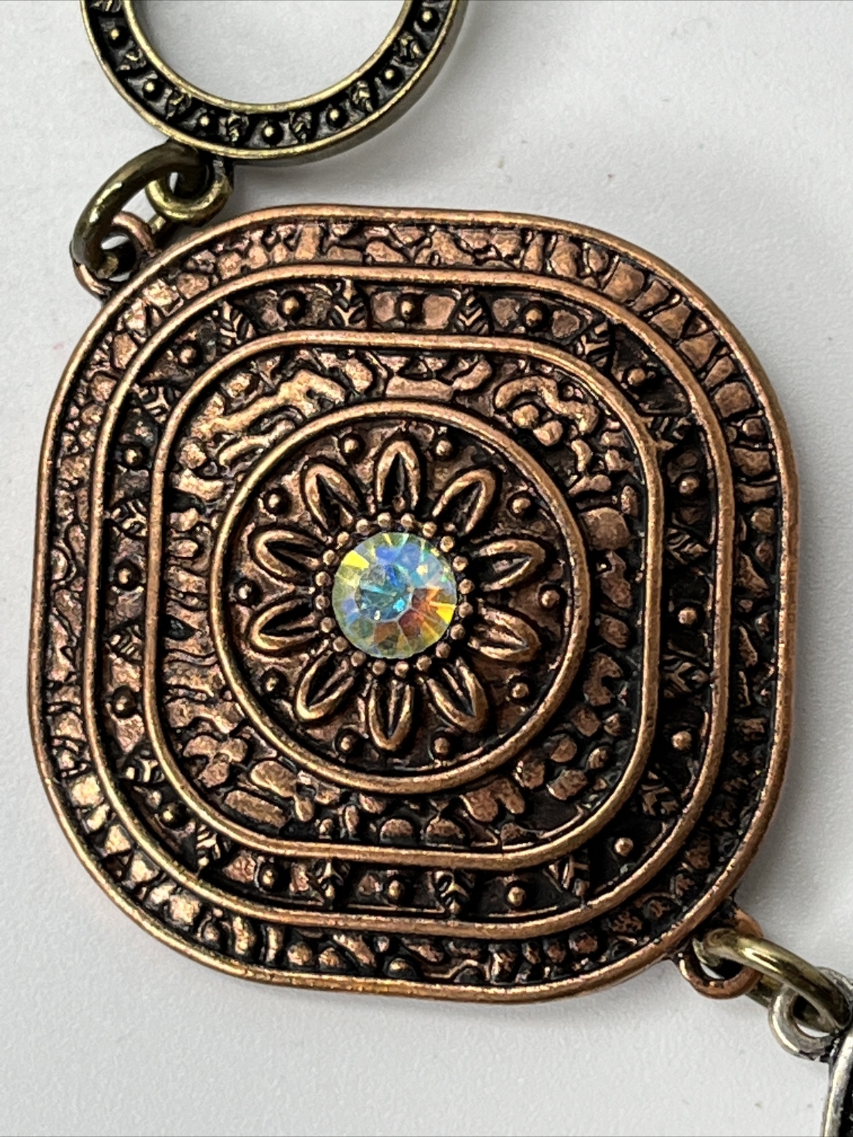 Ruby Road Copper Silver Tone Medallion Rhinestone… - image 3