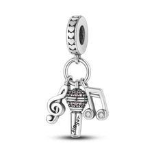 MULA European 925 Silver DIY Charm Pink AAA CZ Note Microphone For WomenBracelet