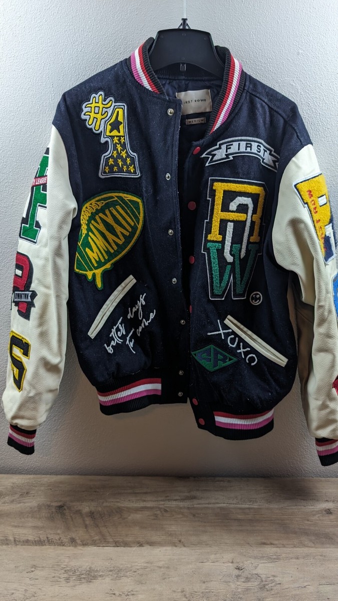 First Row Varsity All Over Jacket Keep Life Simple Size First Row Varsity All Over Jacket Keep Life Simple Size