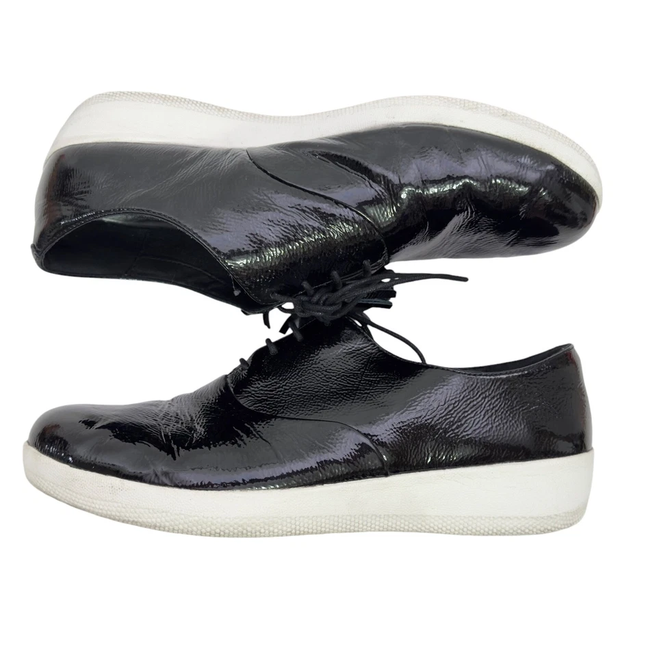 FitFlop Womens US 9 EU 41 Black Patent Leather Lace Up Tassel Super Oxford Shoe - Image 4 of 4