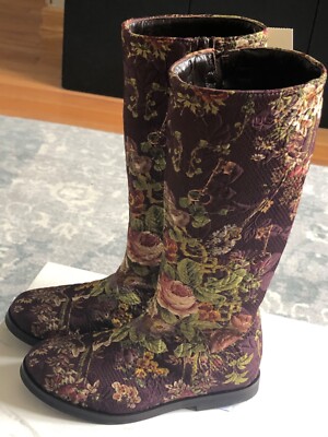 DOLCE & GABBANA FLORAL KEY PRINT  TALL GIRLS BOOTS 30 12 1/2 $600 BNIB