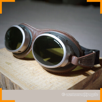 Cebe 500 Vintage Leder Sportbrille Fliegerbrille Motorrad Ski Rennsport