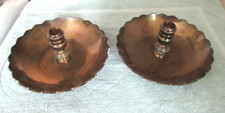 2 Vintage Brass Decorative Bowls w/ candle holder center 9" x 2.25"