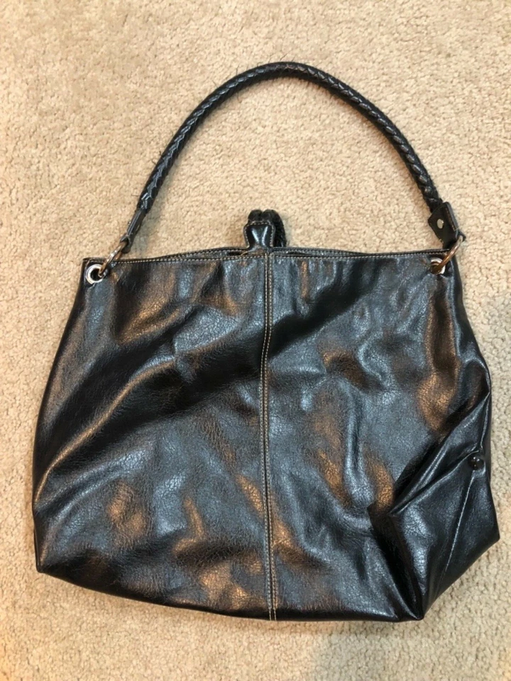 Bolso de Hombro Hobo Nine West Vintage América Cuero Genuino Rústico Negro Foto 2 de 4
