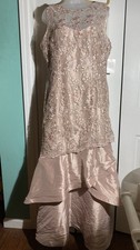 ALEX NWOT Evening Dress 14 Pink Lace Layered Gown Wedding