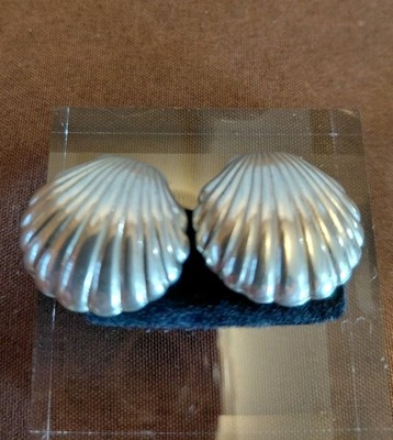Sterling Silber Muschel Ohrringe, Vintage Avon gestempelt SS Maritim sehr guter Zustand