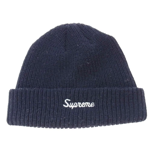 Casquette tricot brodée logo bonnet ample suprême bleu marine occasion LIFE 0
