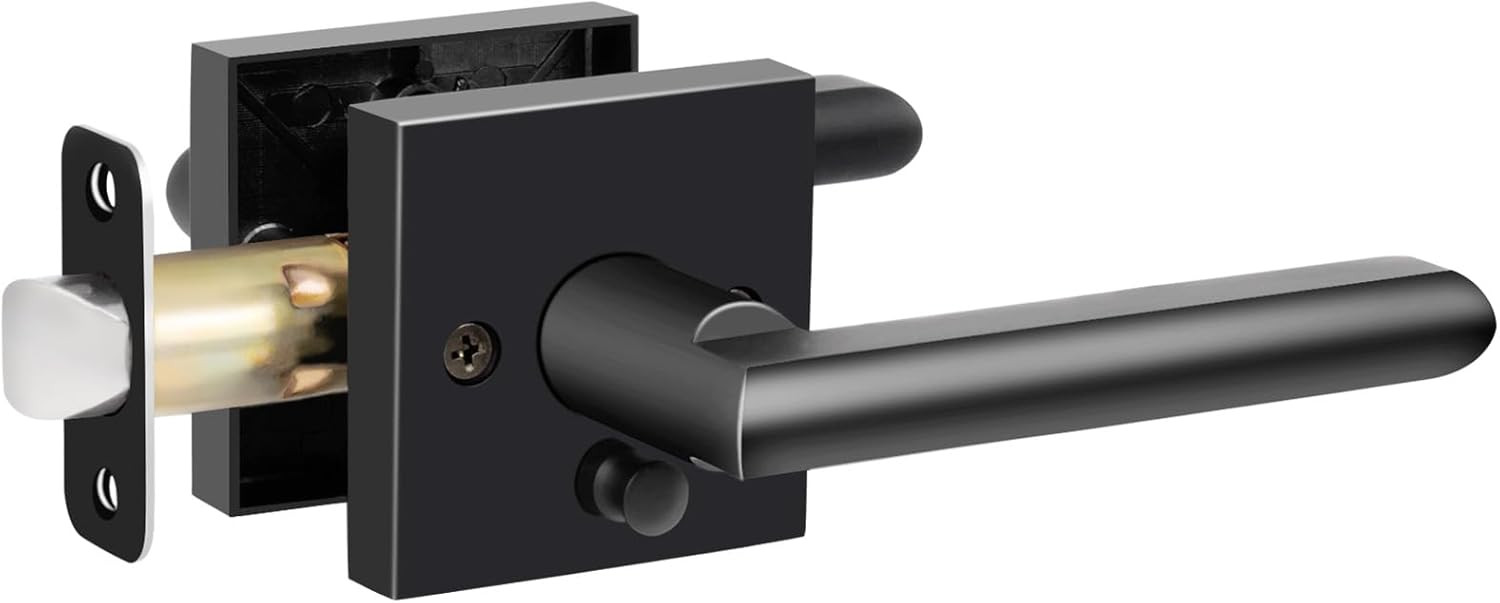 HOSOM Black Door Handle Interior, Privacy 1 Pack, Privacy-Matte