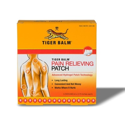 Tiger Balm Pain Relieving Patch, 5 Count, Relieves Backaches, Strains, Sore Musc
