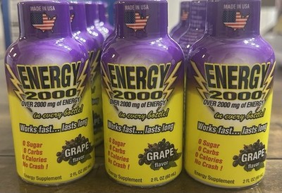 12-Energy 2000 Grape Energy Drink, Caffeine, Sugar-Free, Zero Carb, 2 fl oz