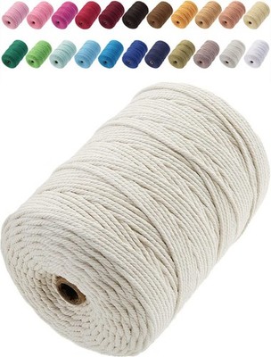 Cotton Macrame Cord 3mm 328yards Natural Colored Macrame Supplies, Soft Craft...