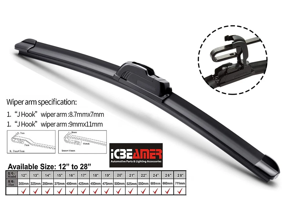 21" (533mm) ALL SEASON U or J Hook BRACKETLESS WINDSHIELD WIPER BLADE M429 - Image 2 of 4