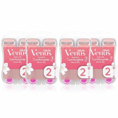 4x Gillette Venus Comfort Glide Disposable Razors for Women, White Tea