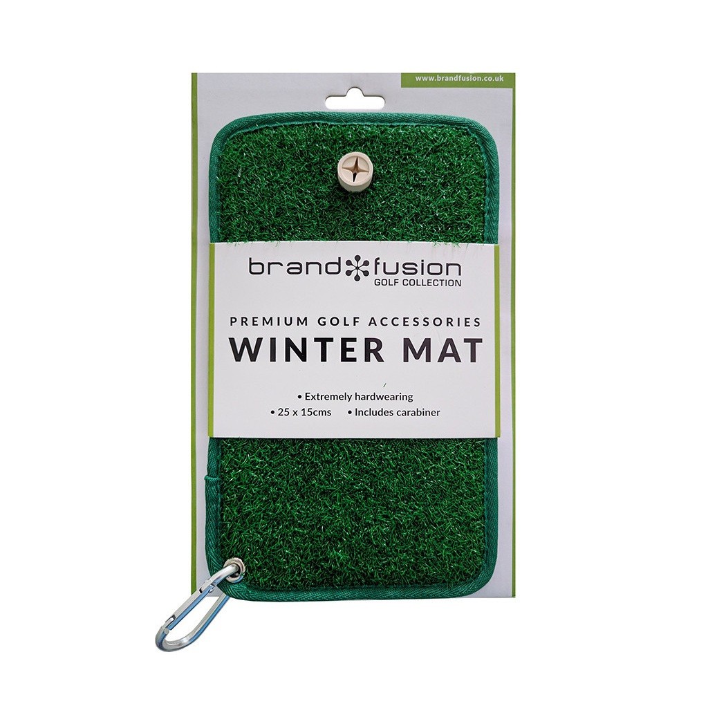 Brand Fusion Winter Mat 25cm x 15cm inc Golf Tee Holder & Bag Clip Fairway Saver