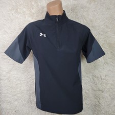 Under Armour Pullover Youth Boy's Size Large Black  Gray Half Sleeve 3/4 Zip A