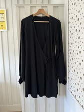 Cos Black Jersey Mini Dress Short Wrap Size Small Ponte Long Sleeves
