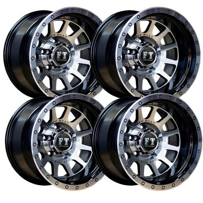 (Set-4) Full Throttle FT5092 15x10 5x139.7 Black Machined -44mm Wheels Rims 15