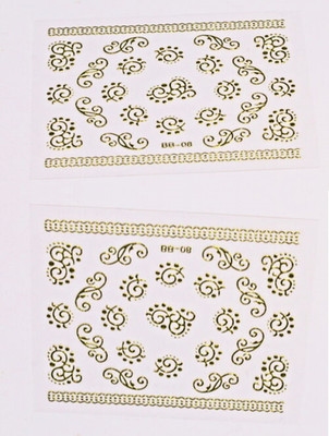 2 Bögen 3D Nägel Motiv Gold Nailart Tattoo Aufkleber Nageldesign Finger Glänzend