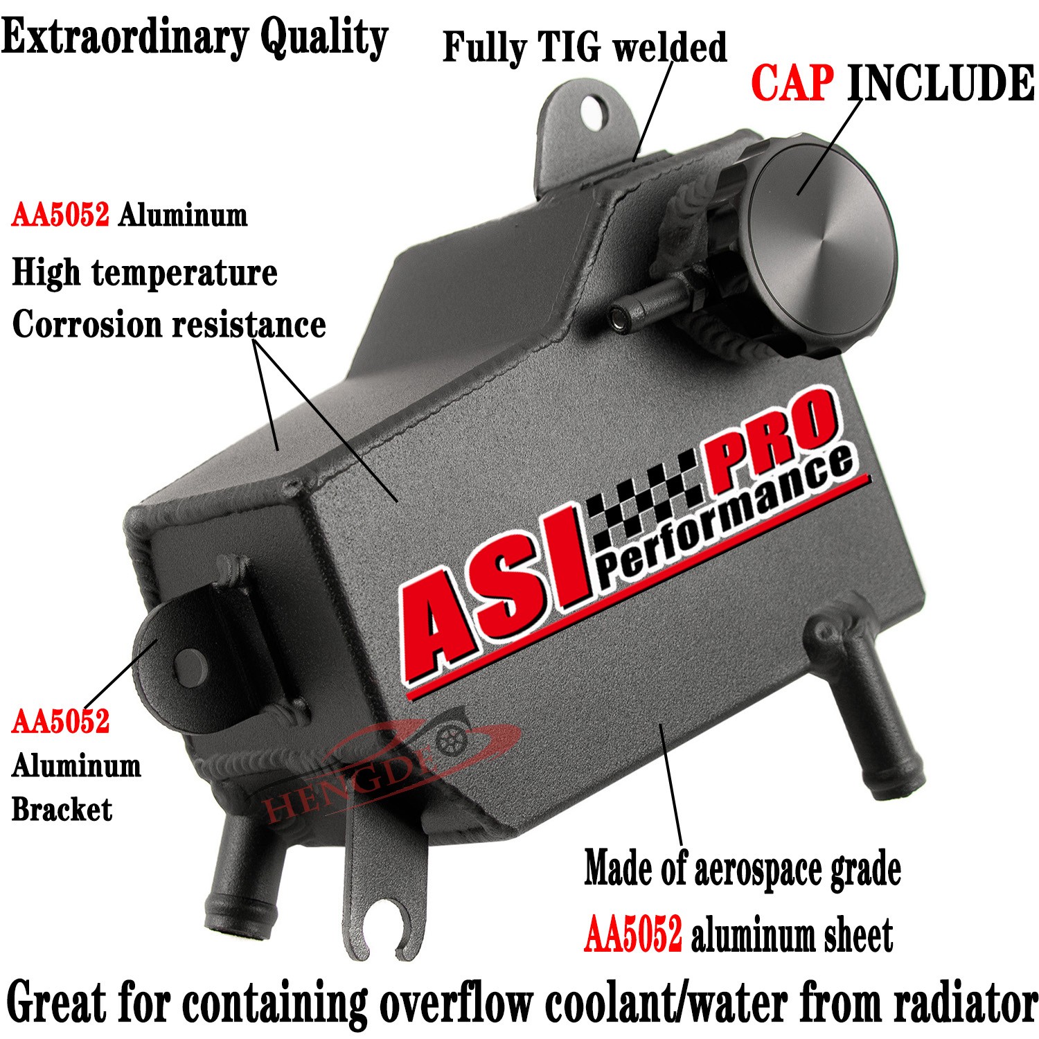 Aluminum Radiator Coolant Reservoir Tank For 2017-21 2020 Honda Civic 1.5L 2.0L