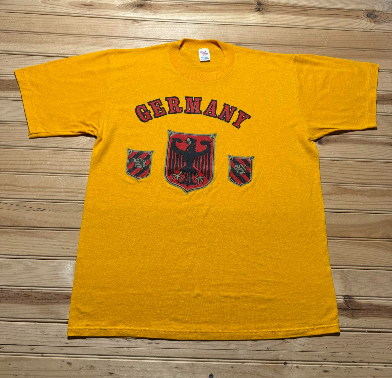 Vintage 80s Germany Bundesadler Eagle Crest Coat of Arms Souvenir Shirt USA - XL