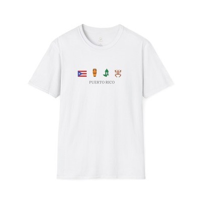 Puerto Rico Icons T-Shirt | Puerto Rican Flag, Coquí, Tambor, El Morro