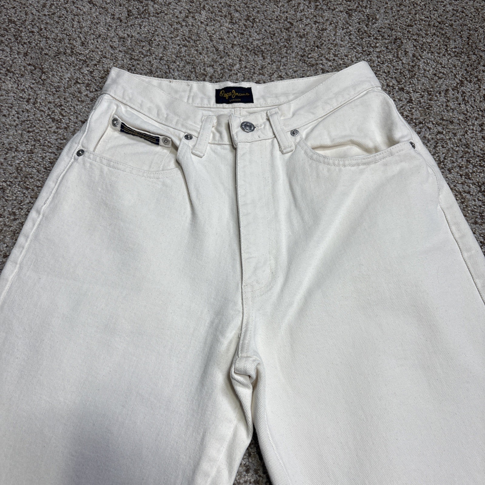 Vtg Pepe Betty Jeans Women 29x32 Fits 26 X 31.5 High Rise Tapered Off White - View 2