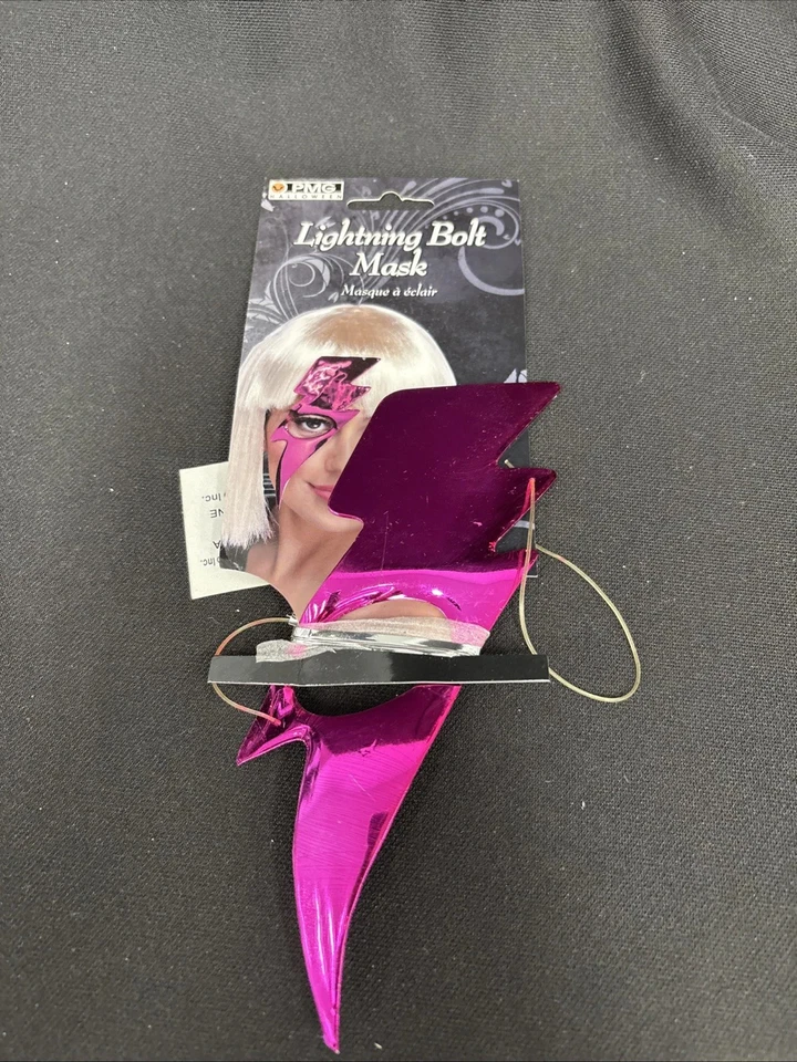 Hot Pink Lightning Bolt Mask Adult Halloween Accessory - Image 2 of 4