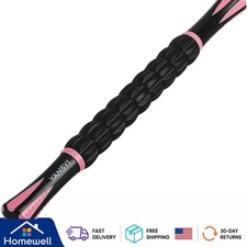 Pink Deep Tissue Massage Roller Stick - 9 Rollers for Athletes and Fitness Fans