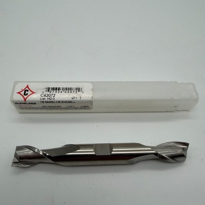 Cleveland End Mill Tool 1/2 Inch Silver HSS Double End 2 Flute C42072