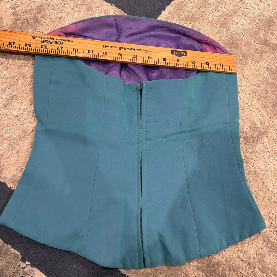 Vintage Lazaro Two-Piece Formal Gown Aqua Blue Chiffon Satin Prom Dress Y2K 90s - Image 4 of 4