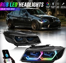 Voll LED RGB DRL Scheinwerfer Lampen f�r 2009-2012 BMW 3er E90 E91 mit Animation