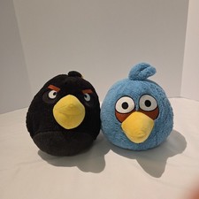 Lot Of 2 Angry Birds Blue Jay Bomb Bird 7" Stuffed Animal Plush Toy
