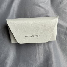 Michael Kors MK White Eyeglass Sunglass Hard Case Snap Closure Saffiano Leather