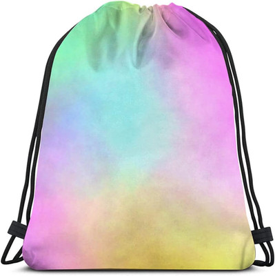 Abstract Rainbow Drawstring Bags Backpack Bag Dye Gradient Art Color Green Blue