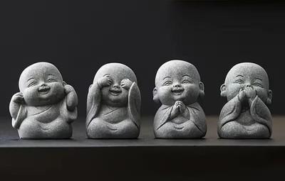 Miniature Fairy Garden Set of 4  1.5'' Zen Buddhas  - Buy 3 Save $5