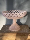 Vintage Fenton Pastel Pink Milk Glass Compote Pedestal Bowl READ