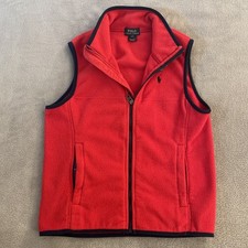 Polo Ralph Lauren Kids Boys Youth Fleece Vest 10-12 Medium M Red Pony Logo Cozy
