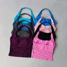 Seamless Halter Neck Yoga Tank Tops for Women Built-In Bra Padded Gym Top